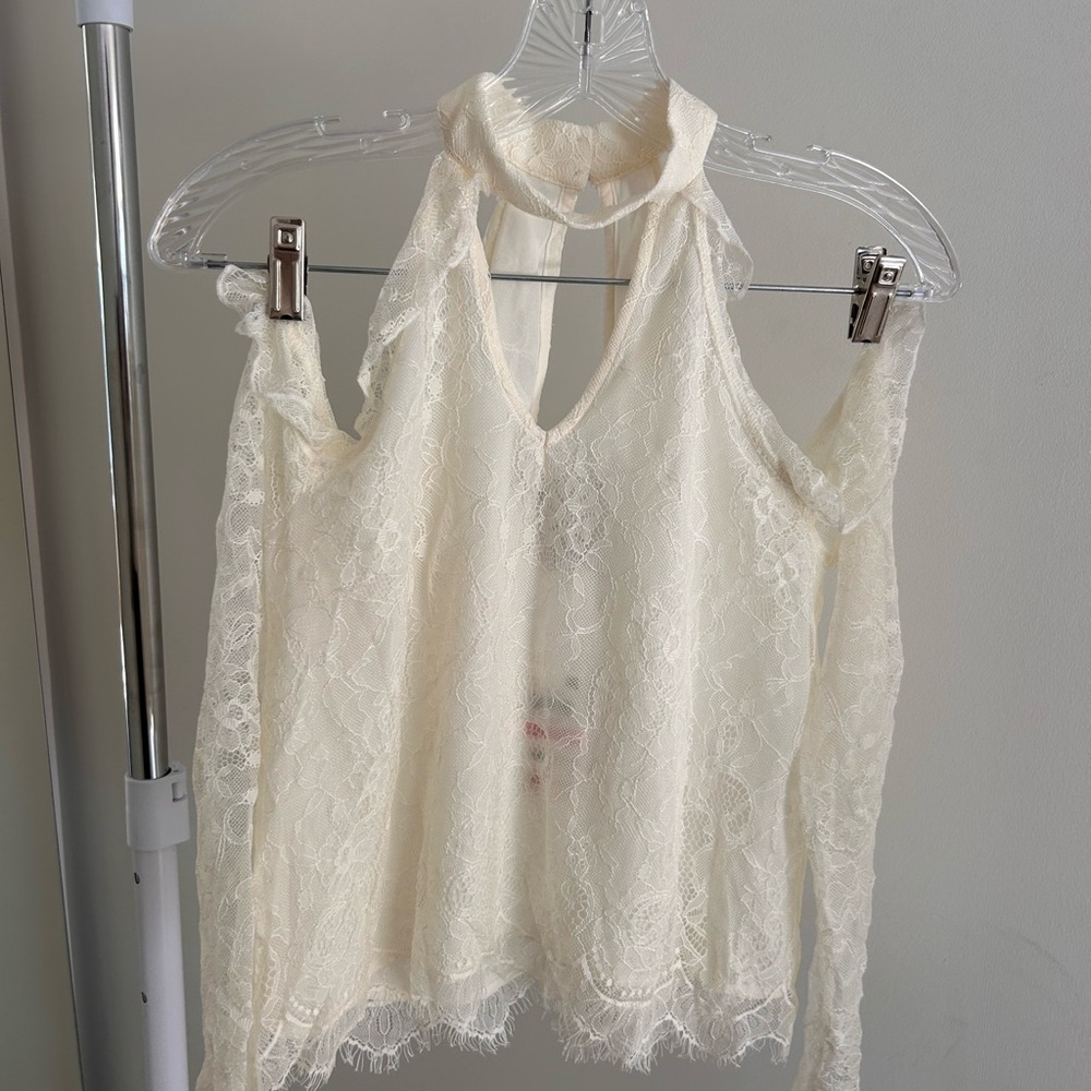 American Rag Cream Lace Top